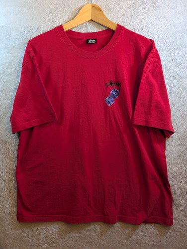 Stussy red script fuzzy dice - red,